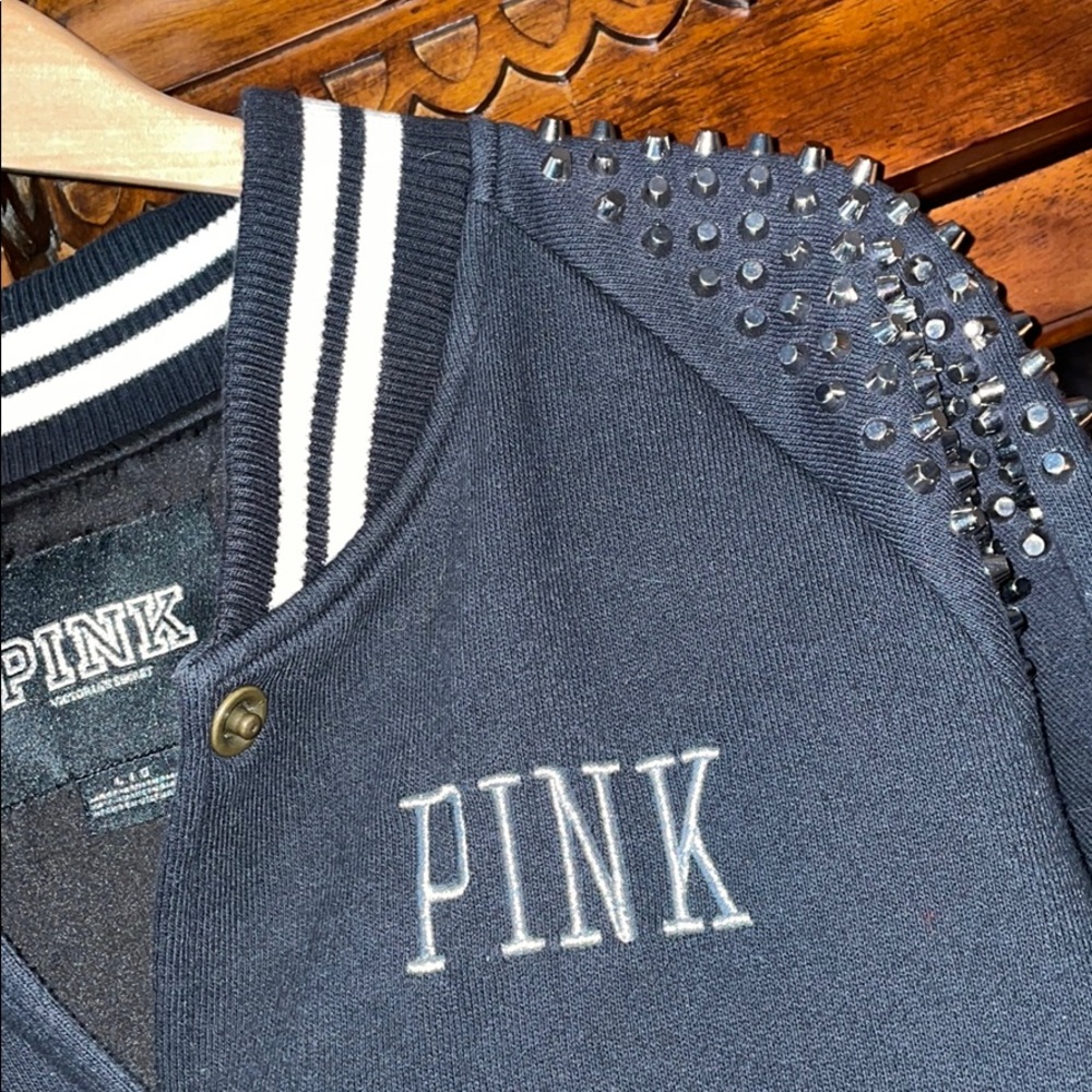 Pink large studded varsity jacket Victoria’s Secre